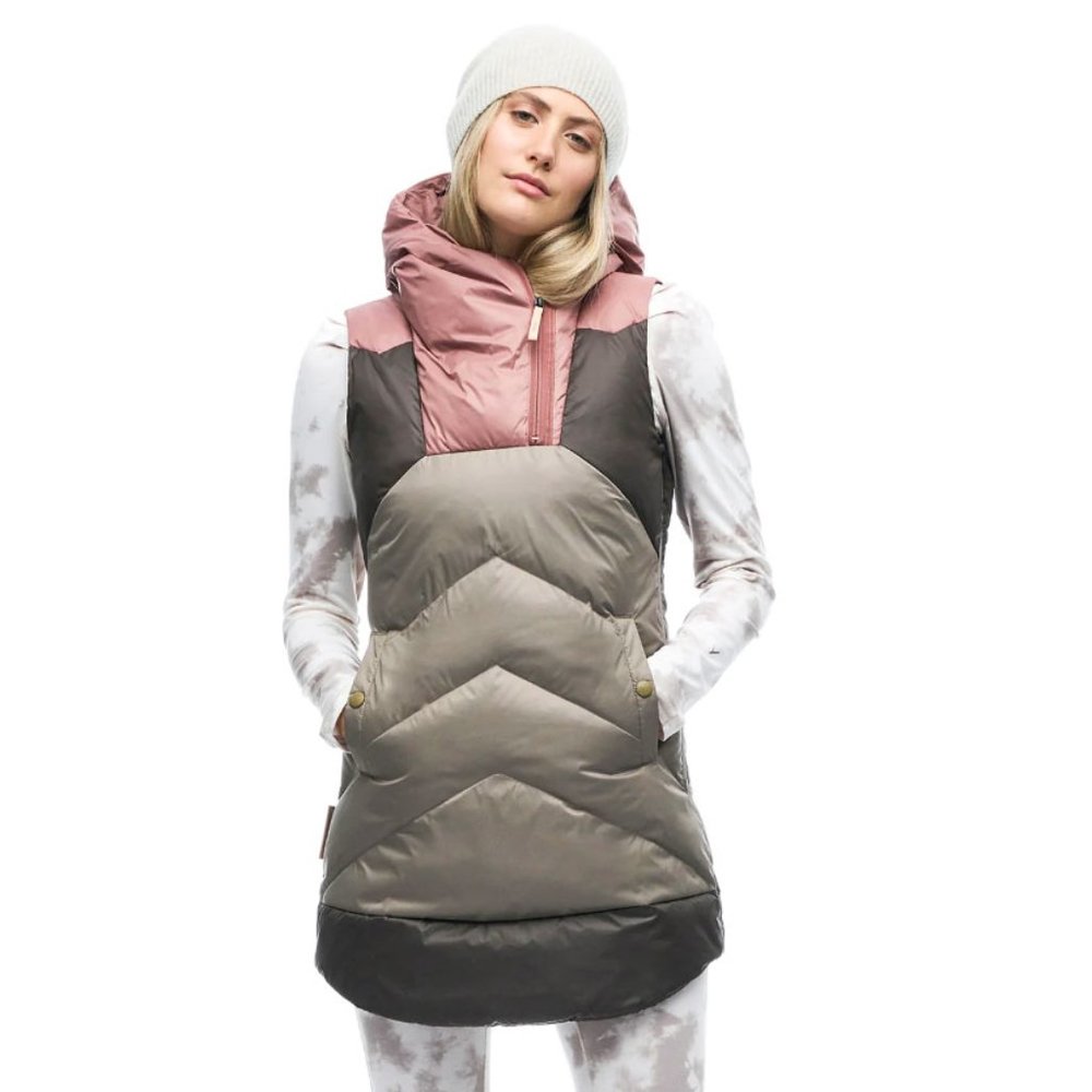 NWT Indyeva Selimut Down Insulated Vest Dress, Small, Driftwood CB